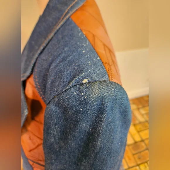 NWT VTG 70s OU.I International Denim And Leather Suit Jacket Blazer Size 44 - Picture 6 of 10